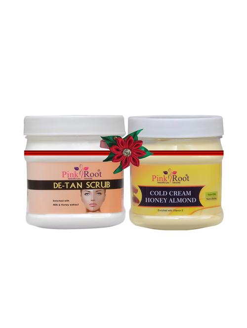 pink root de-tan scrub 500gm with herbal massage cream 500gm - 17448090 - Very Small Image - 1