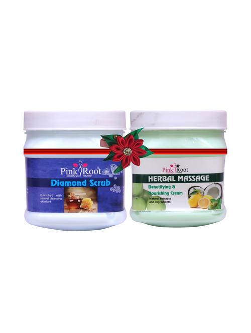 pink root diamond scrub 500gm with hair repair spa cream 500gm - 17448153 - Very Small Image - 1
