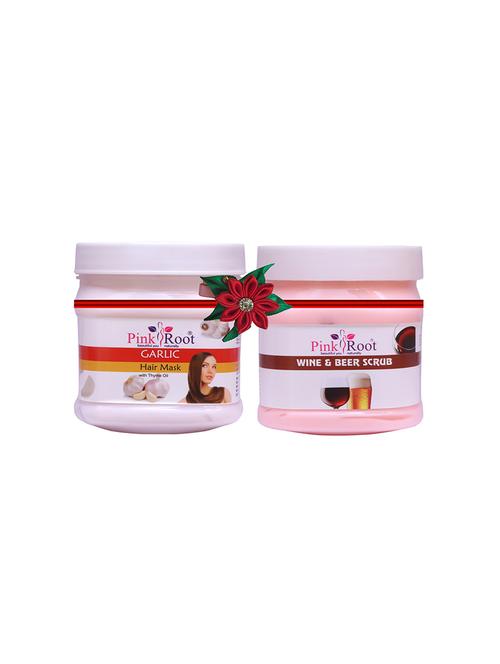 pink root garlic hair mask 500gm with strawberry scrub 500gm - 17448273 - Very Small Image - 1