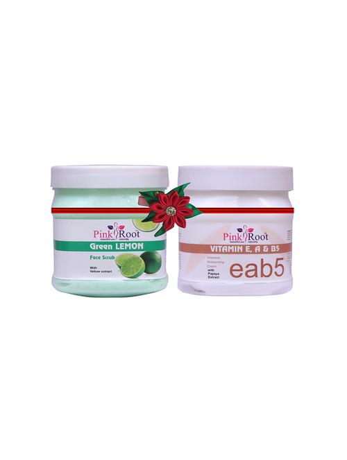 pink root green lemon scrub 500gm with tea tree mud mask 500gm - 17448293 - Very Small Image - 1