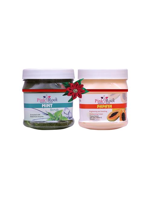pink root mint scrub 500gm with orange scrub 500gm - 17448321 - Very Small Image - 1