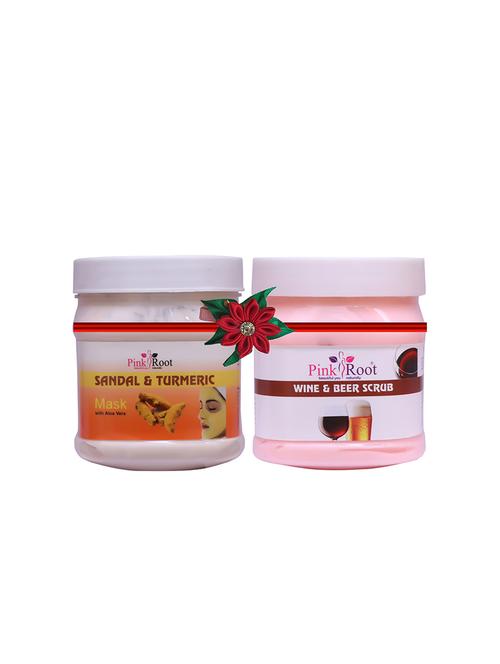 pink root sandal turmeric mask 500gm with strawberry scrub 500gm - 17448418 - Very Small Image - 1