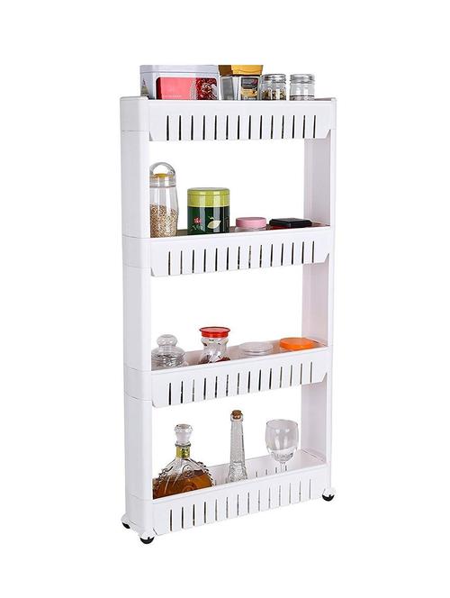 4 layer storage organizer slim rack shelf with wheels - 17448466 - Very Small Image - 1