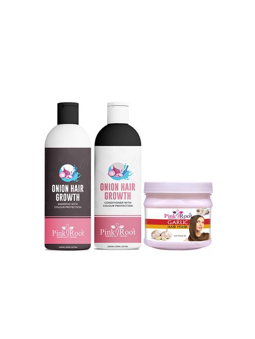 pink root onion shampoo, conditioner with garlic hair mask 200gm - 17448569 - Very Small Image - 1