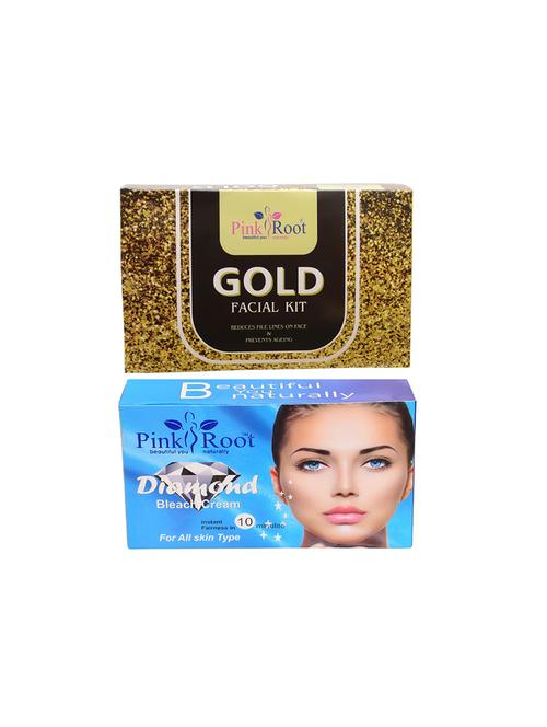 pack of 2 pink root gold facial kit 80gm with diamond bleach 250gm - 17448660 - Very Small Image - 1