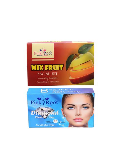 pack of 2 pink root mix fruit facial kit 80gm with diamond bleach 250gm - 17448674 - Very Small Image - 1