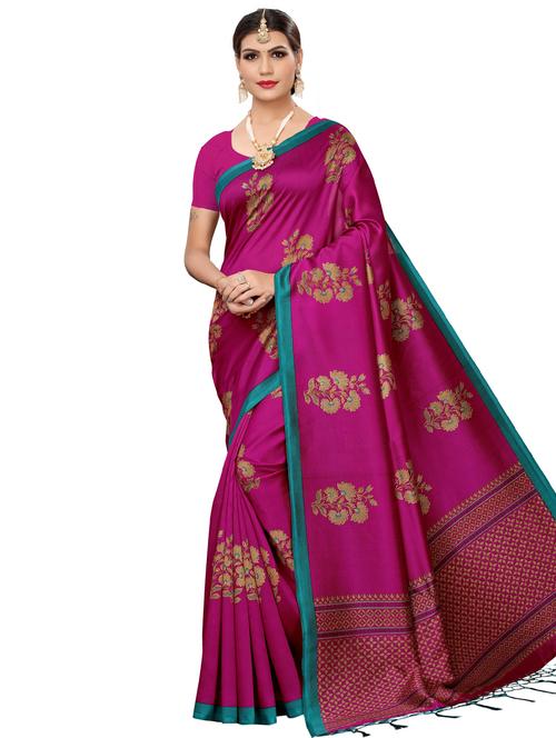 floral mysore silk saree with blouse - 17448750 - Very Small Image - 1