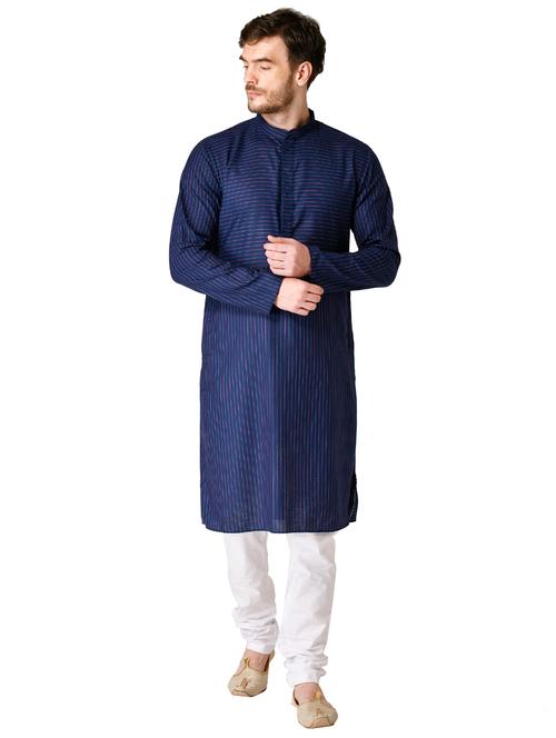 navy blue striped long kurta - 17449027 - Very Small Image - 1