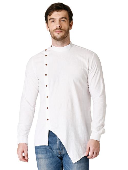 white solid asymmetric short kurta - 17449036 - Very Small Image - 1