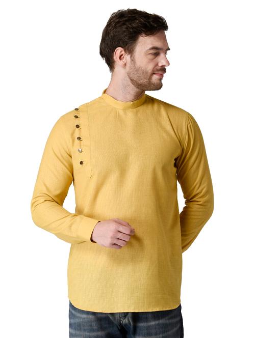 yellow solid short kurta - 17449056 - Very Small Image - 1