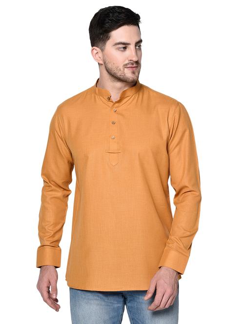orange solid short kurta - 17449107 - Very Small Image - 1