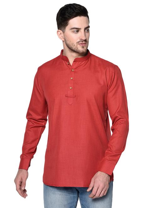 red solid short kurta - 17449108 - Very Small Image - 1