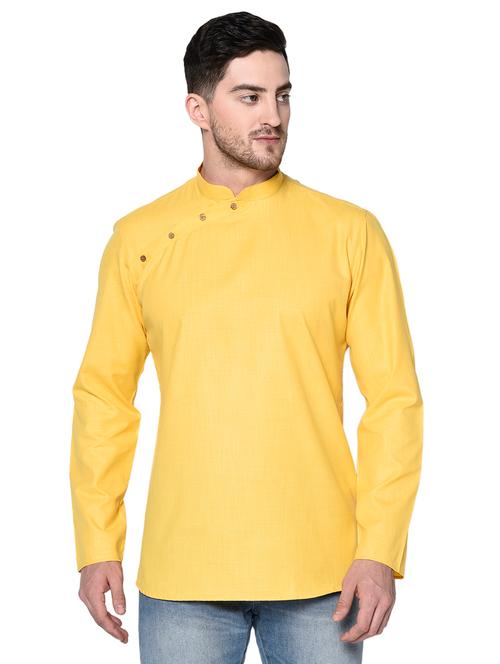 yellow solid short kurta - 17449115 - Very Small Image - 1