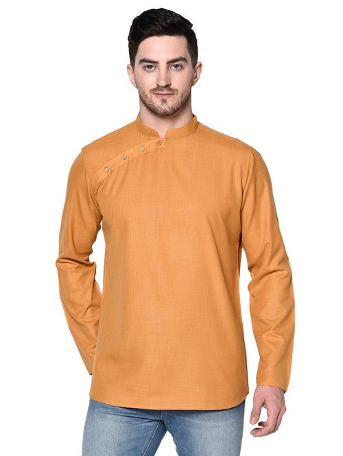 orange solid short kurta - 17449117 - Very Small Image - 1