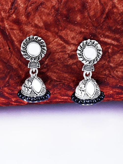 silver metal jhumka earring - 17449816 - Very Small Image - 1