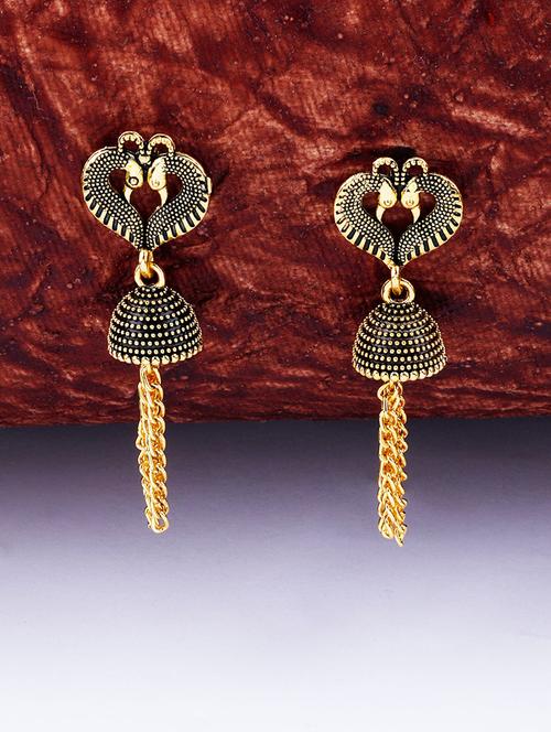 gold metal drop earring - 17449821 - Very Small Image - 1