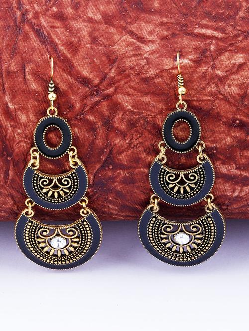 gold metal drop earring - 17449834 - Very Small Image - 1