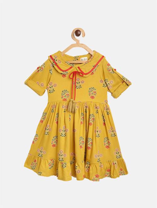 yellow cotton frock - 17450682 - Very Small Image - 1