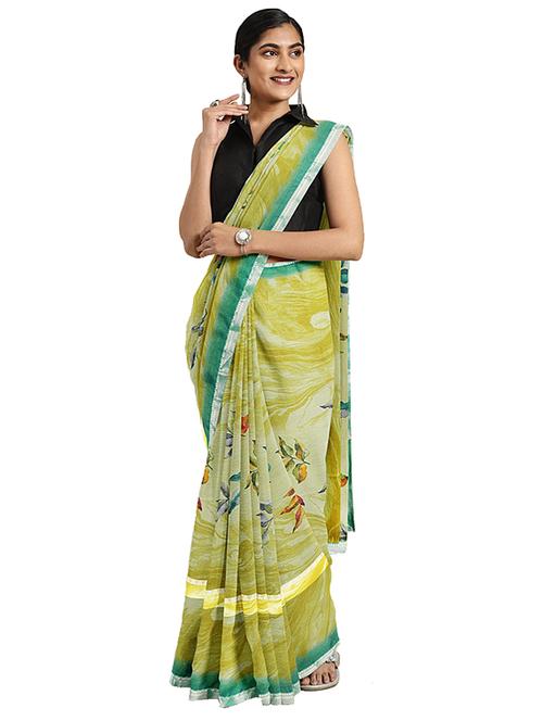 floral printed saree with blouse - 17451587 - Very Small Image - 1