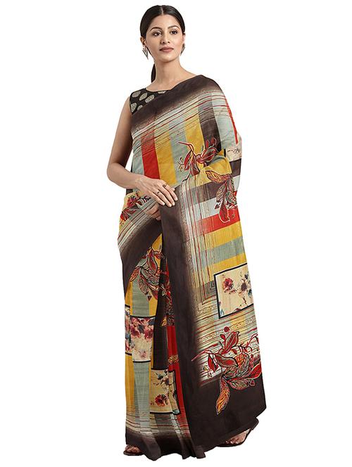 floral printed saree with blouse - 17451600 - Very Small Image - 1