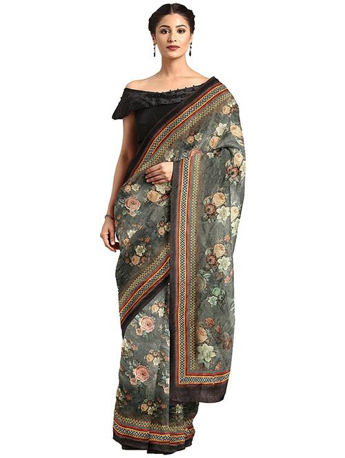 women's floral multi colored saree - 17451638 - Very Small Image - 1