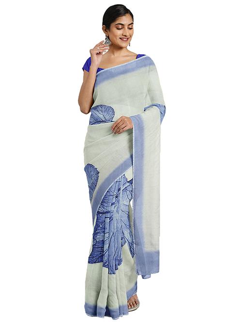 floral printed saree with blouse - 17451678 - Very Small Image - 1