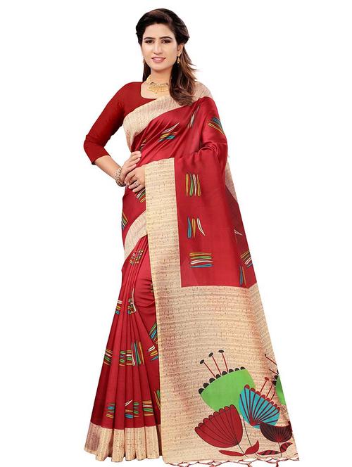 abstract printed saree with blouse - 17451747 - Very Small Image - 1