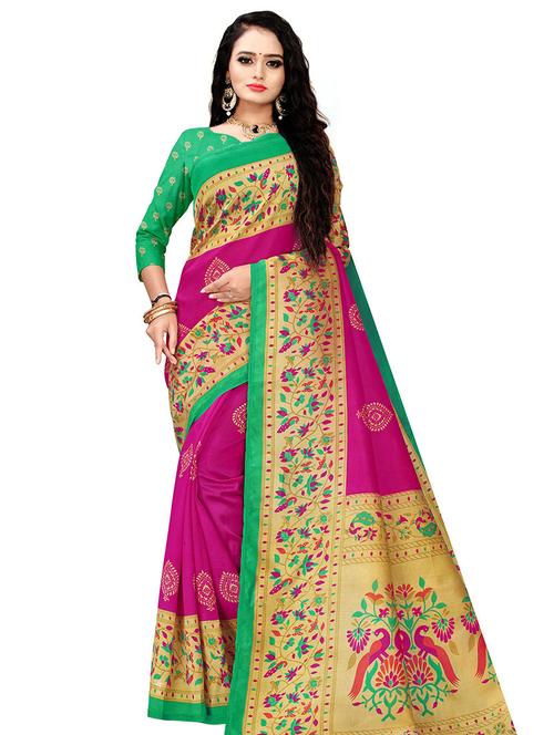 floral printed saree with blouse - 17451751 - Very Small Image - 1