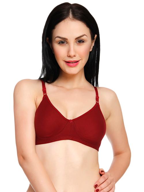 maroon cotton blend tshirt bra - 17452821 - Very Small Image - 1