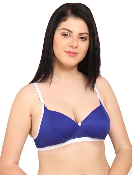 blue cotton blend regular bra - 17452832 - Very Small Image - 1