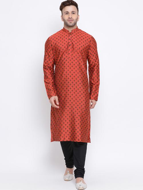 rust printed kurta pyjama set - 17453083 - Very Small Image - 1