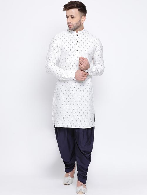 men printed dhoti kurta ethnic wear set - 17453086 - Very Small Image - 1