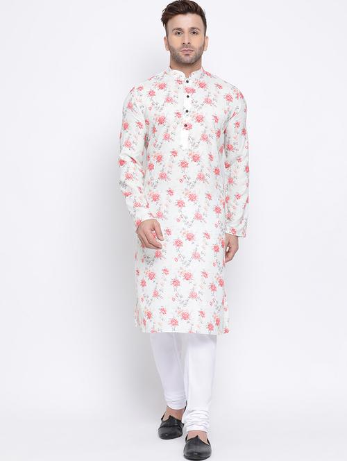 white floral print kurta pyjama set - 17453112 - Very Small Image - 1