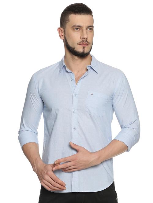 light blue solid casual shirt - 17453295 - Very Small Image - 1
