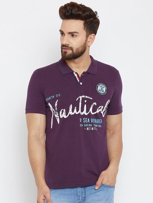 purple printed polo t-shirt - 17453454 - Very Small Image - 1