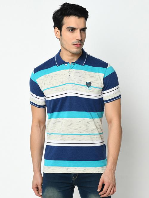 blue striped polo t-shirt - 17453525 - Very Small Image - 1