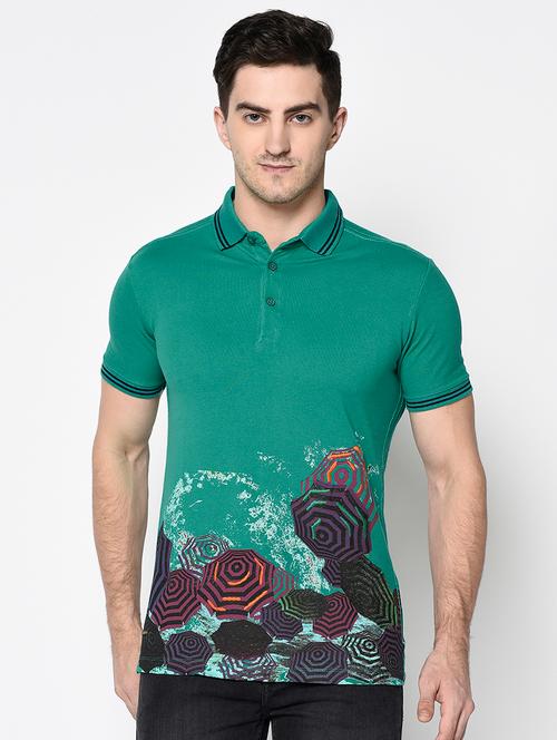 green printed polo t-shirt - 17453684 - Very Small Image - 1