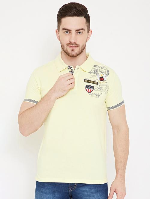 yellow printed polo t-shirt - 17453713 - Very Small Image - 1