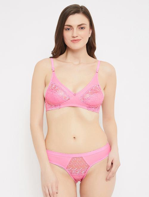 pink cotton bras and panty set - 17454073 - Very Small Image - 1