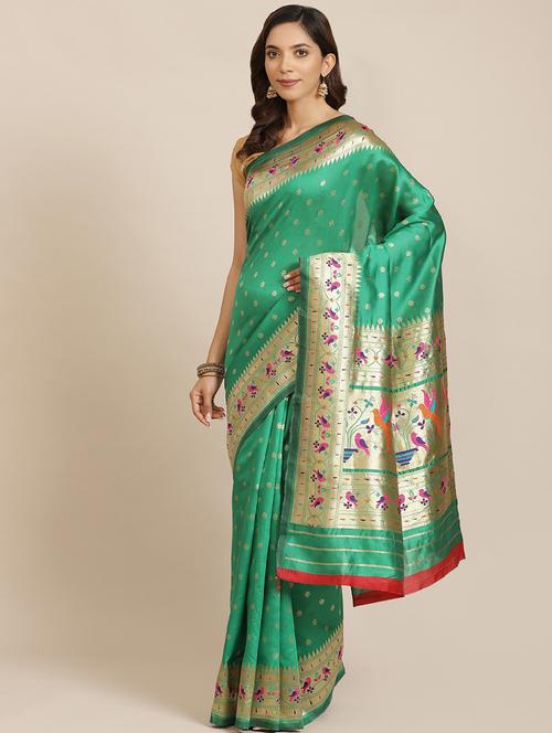 self design woven saree with blouse - 17454098 - Very Small Image - 1