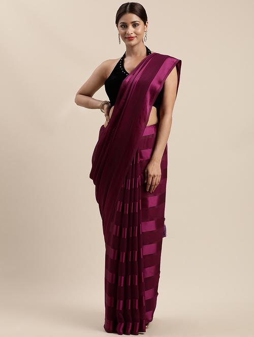 striped woven saree with blouse - 17454251 - Very Small Image - 1