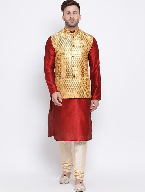men solid kurta pyjama with nehru jacket - 17454660 - Very Small Image - 1