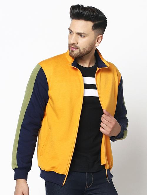 yellow color block fleece sweatshirt - 17454678 - Very Small Image - 1