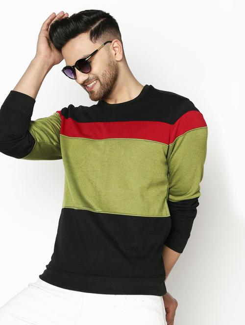 black color block fleece sweatshirt - 17454685 - Very Small Image - 1