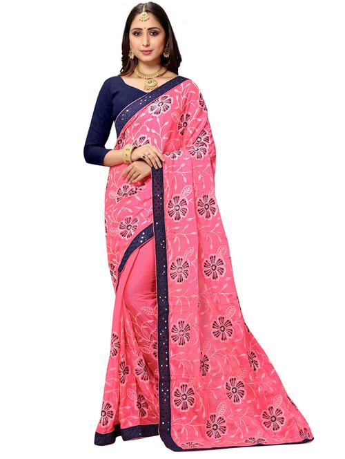floral embroidered saree with blouse - 17456597 - Very Small Image - 1