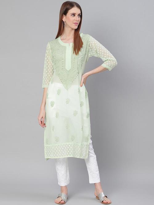 paisley chikankari kurta - 17457201 - Very Small Image - 1
