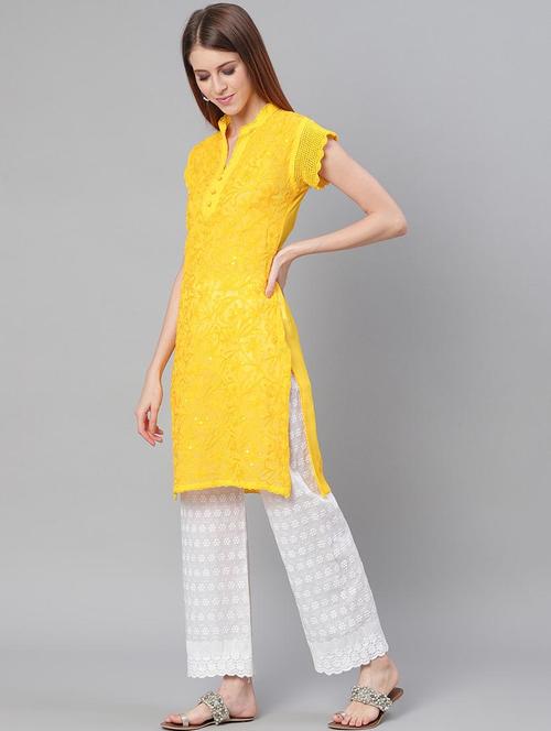 chikankari straight kurta - 17457204 - Very Small Image - 1