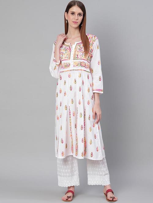 chikankari anarkali kurta - 17457206 - Very Small Image - 1