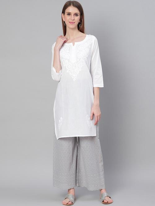 chikankari straight kurta - 17457213 - Very Small Image - 1
