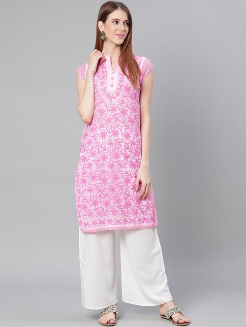 chikankari straight kurta - 17457214 - Very Small Image - 1